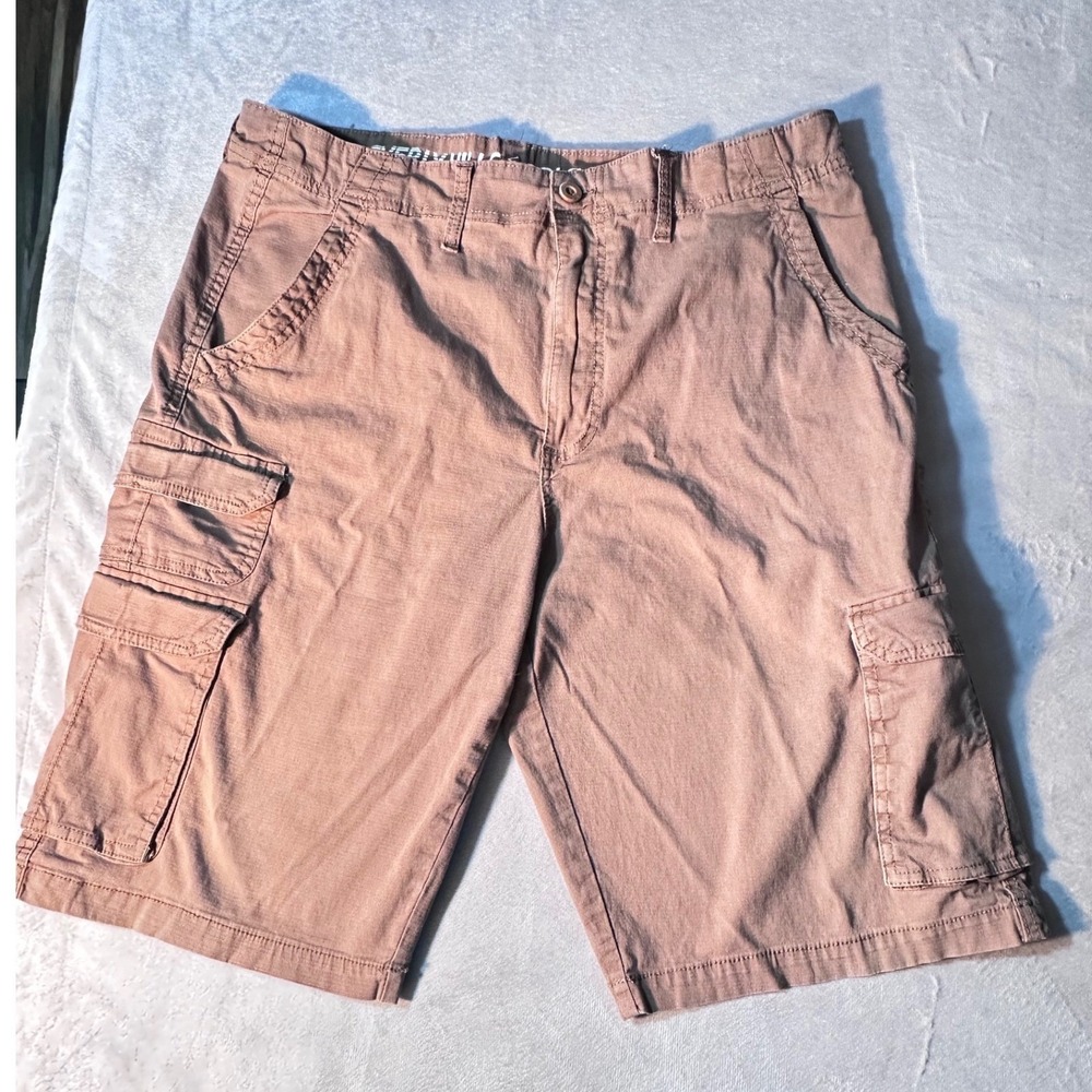 Beverly Hills Polo Club Mens Cargo Shorts Tan Ripstop Stretch Size 36 Khaki